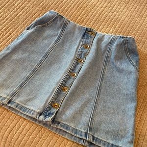 Button-Up Denim Skirt